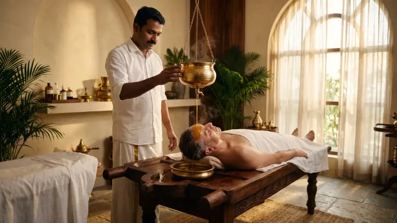 Female DHA-licensed Ayurvedic doctor consulting a woman patient and explaining a personalized treatment plan, with herbal medicines on the table